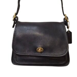 Coach Rambler’s Legacy 9061 Black Leather Vintage USA Turnlock Crossbody
